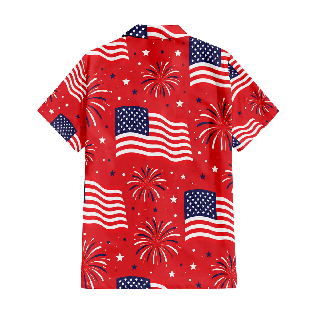 Patriotic Hawaiian Shirt - USA Firework Aloha Shirt