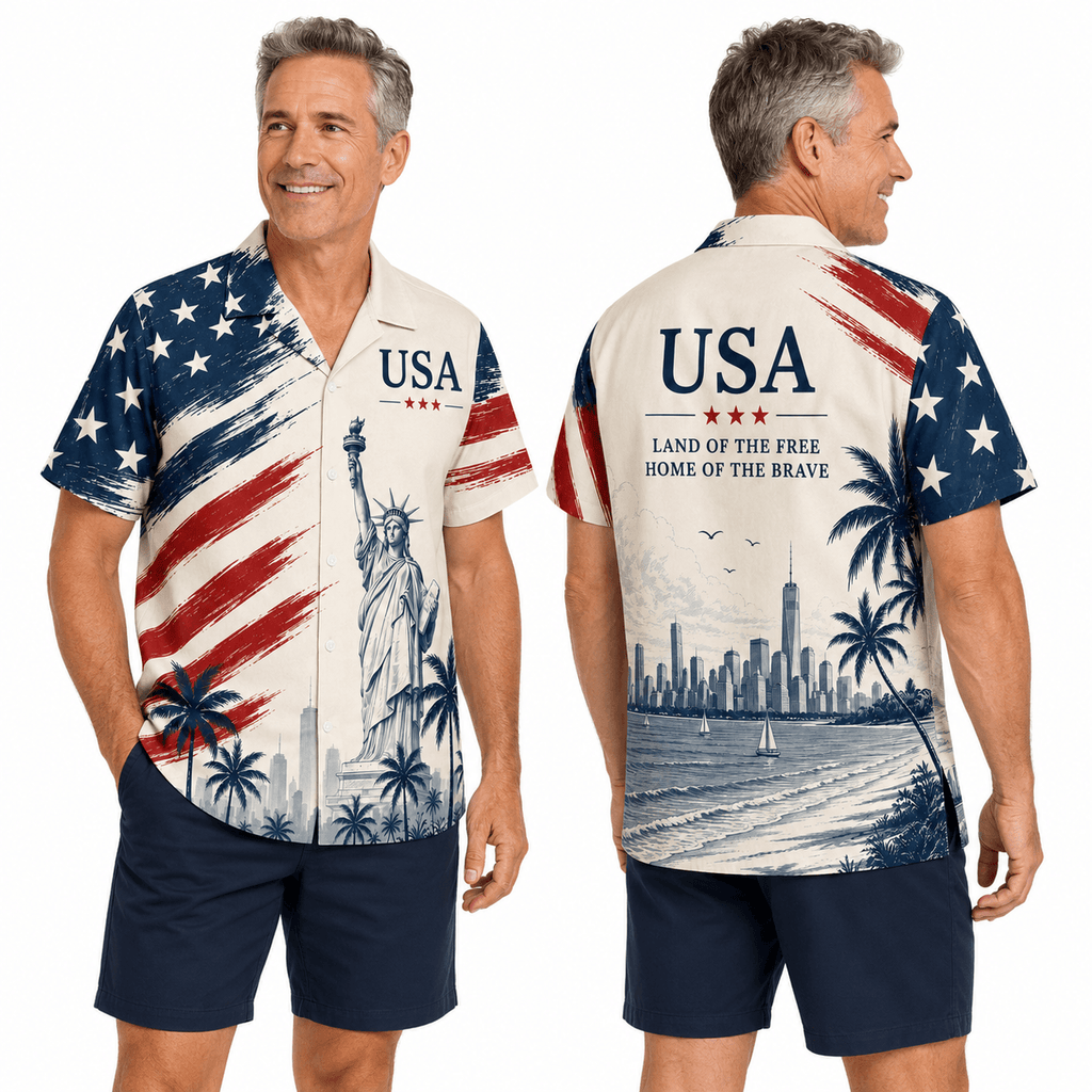 Patriotic Hawaiian Shirt - USA Liberty Aloha Shirt