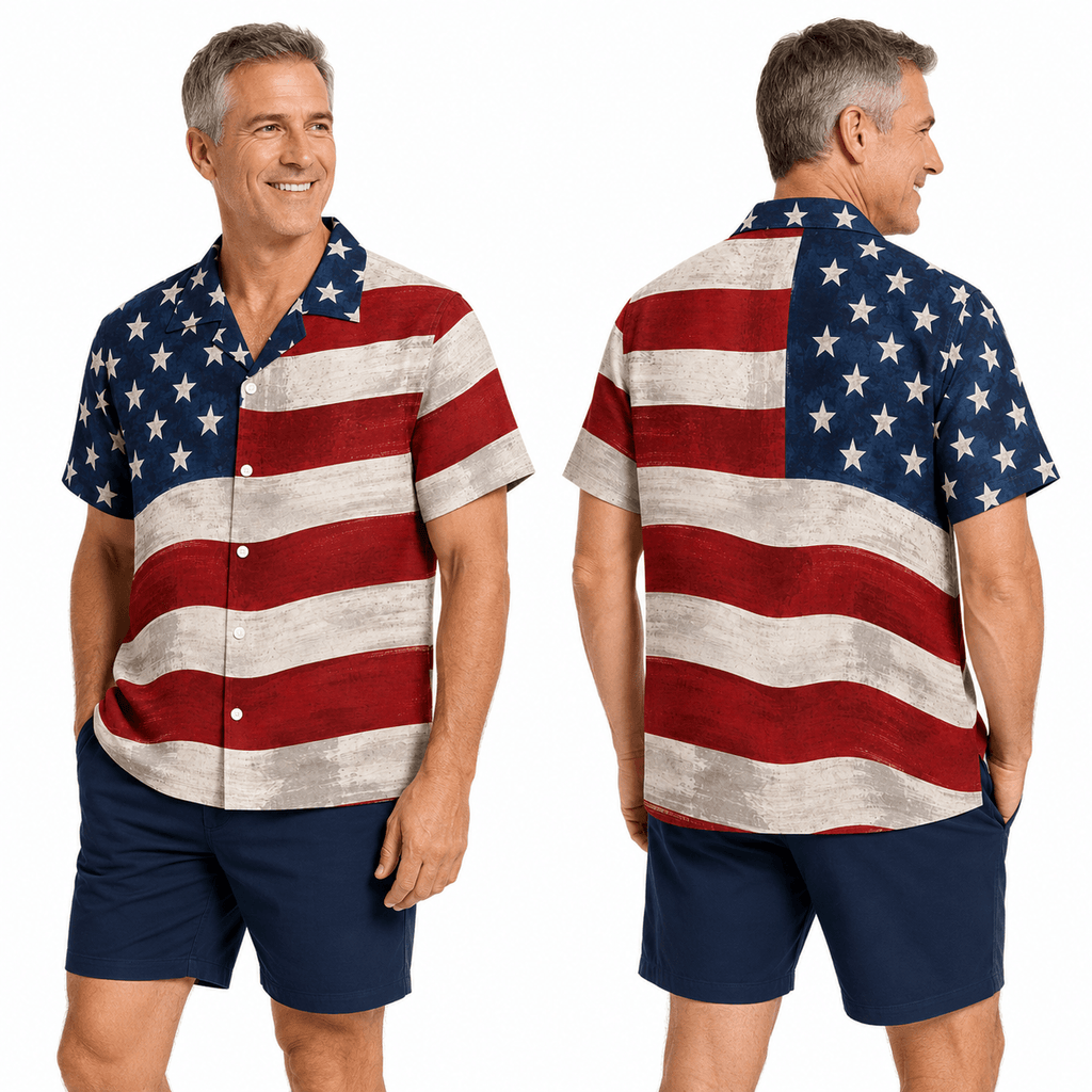 Patriotic Hawaiian Shirt - USA Proud Flag Aloha Shirt