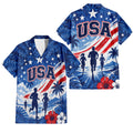 Patriotic Hawaiian Shirt - USA Running Aloha Shirt