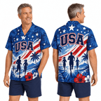 Patriotic Hawaiian Shirt - USA Running Aloha Shirt