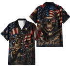 Patriotic Hawaiian Shirt - USA Skull Aloha Shirt