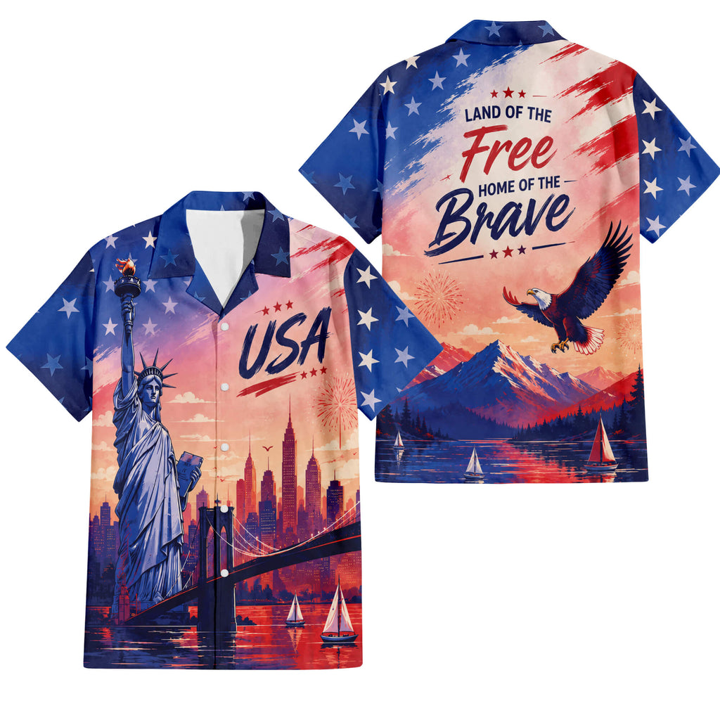 Patriotic Hawaiian Shirt - USA Sunset Aloha Shirt