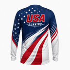 Patriotic Running Long Sleeve Shirt USA Flag Running Top for Men and Women
