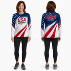 Patriotic Running Long Sleeve Shirt USA Flag Running Top for Men and Women