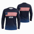Patriotic Running Long Sleeve Shirt USA Long Sleeve Running Top