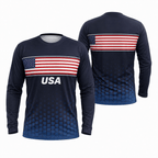 Patriotic Running Long Sleeve Shirt USA Long Sleeve Running Top