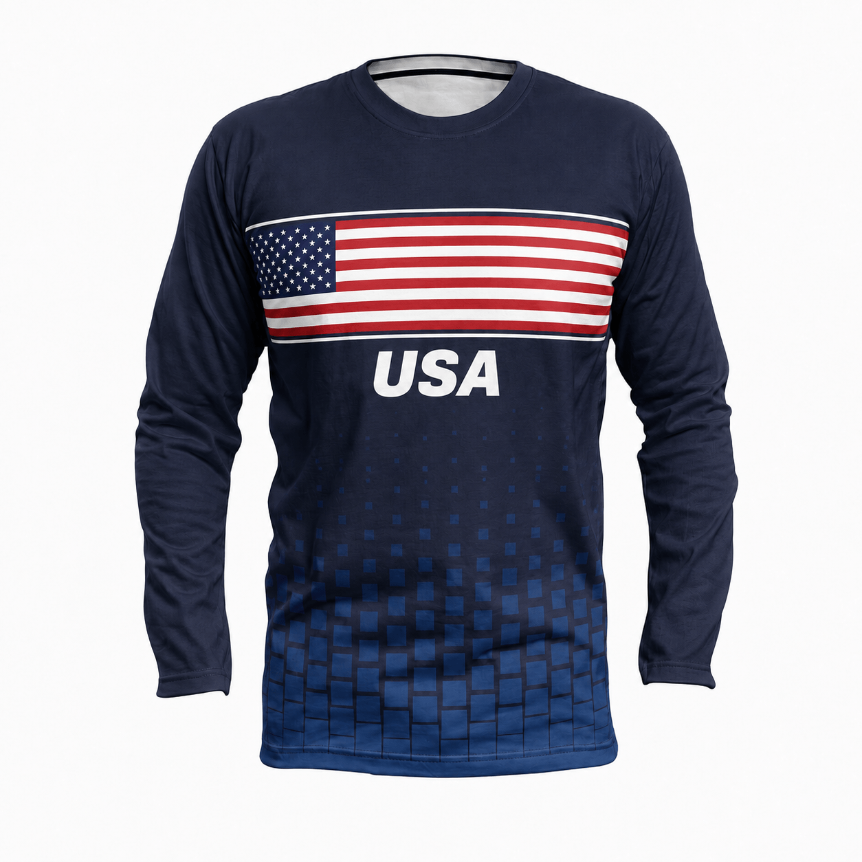 Patriotic Running Long Sleeve Shirt USA Long Sleeve Running Top