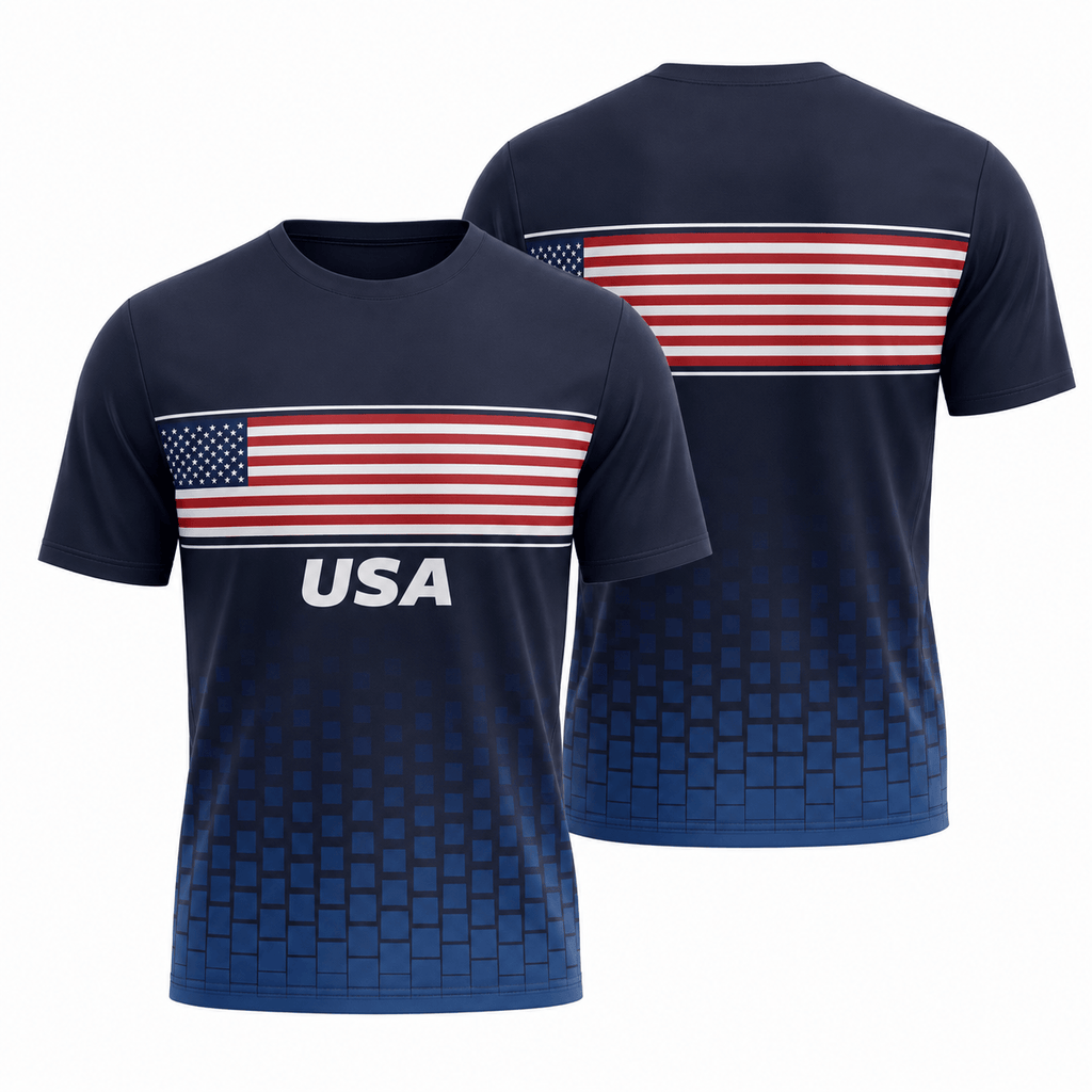 Patriotic Running T-Shirt USA Tech Running Tee