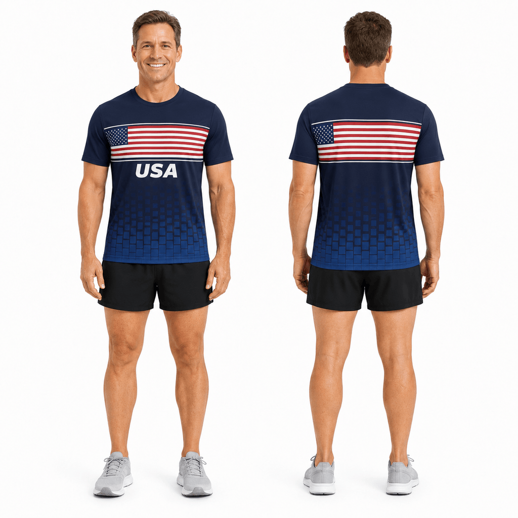 Patriotic Running T-Shirt USA Tech Running Tee