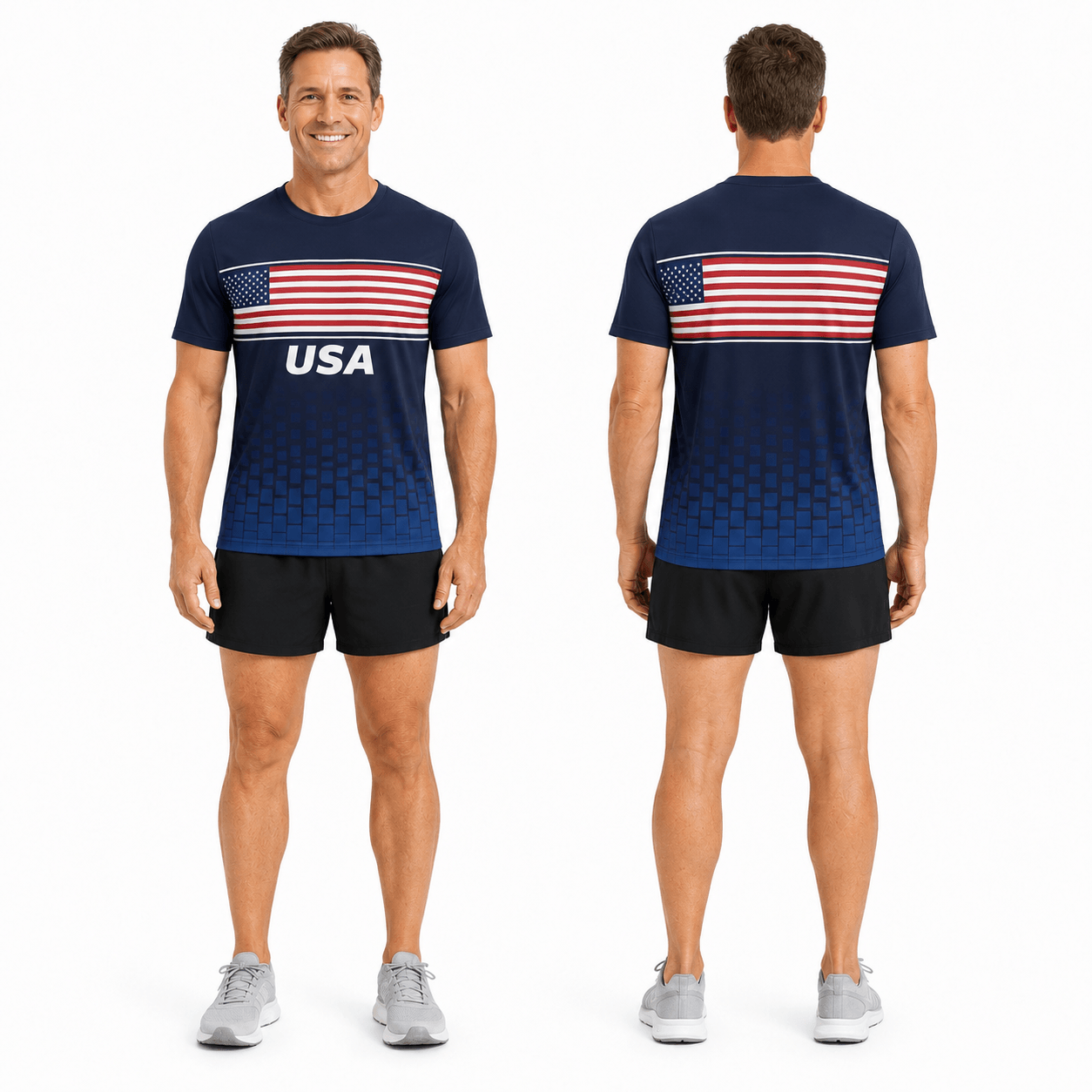 Patriotic Running T-Shirt USA Tech Running Tee