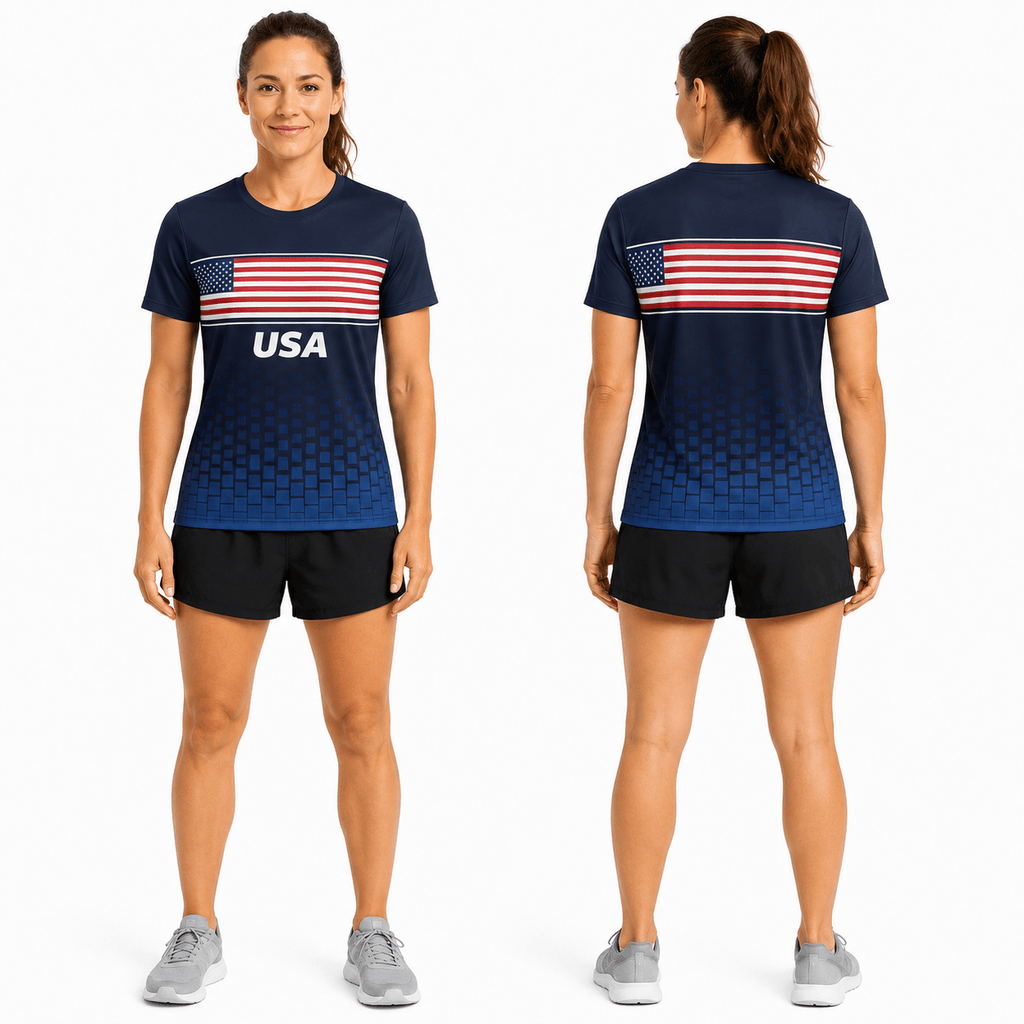 Patriotic Running T-Shirt USA Tech Running Tee