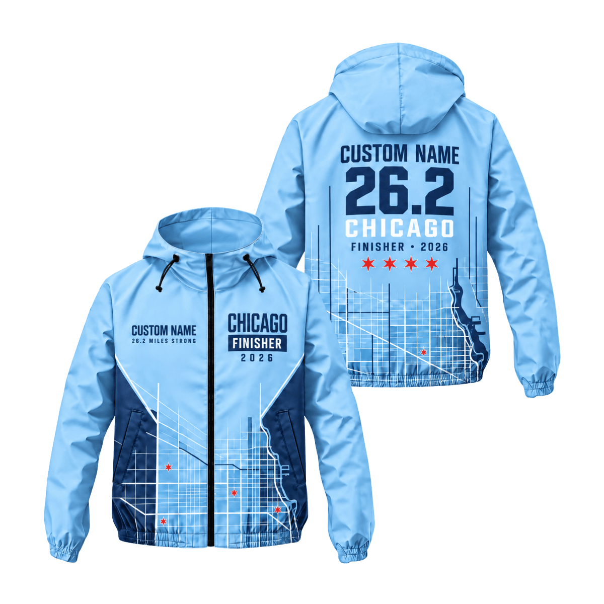 Personalized Chicago 26.2 Finisher 2026 Running Windbreaker Jacket