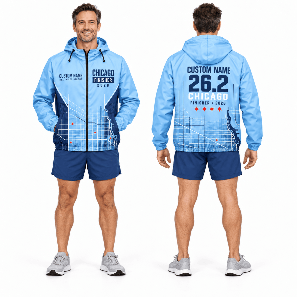 Personalized Chicago 26.2 Finisher 2026 Running Windbreaker Jacket