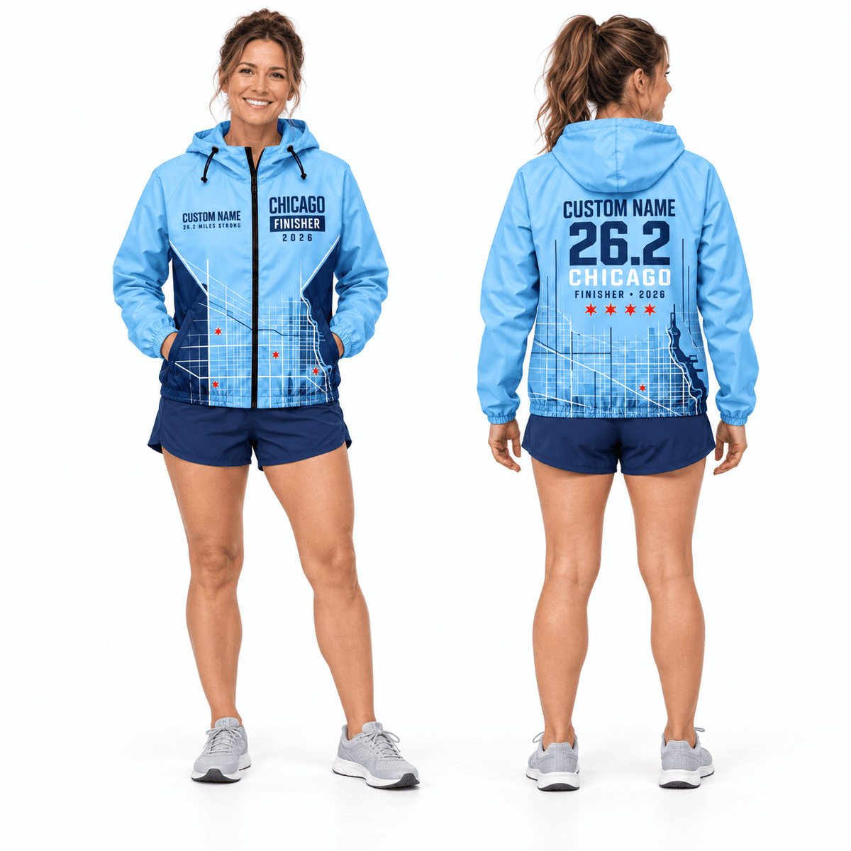 Personalized Chicago 26.2 Finisher 2026 Running Windbreaker Jacket