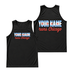 Personalized Chicago Running Tank Top Custom Name Runs Chicago Running Singlet for Men and Women