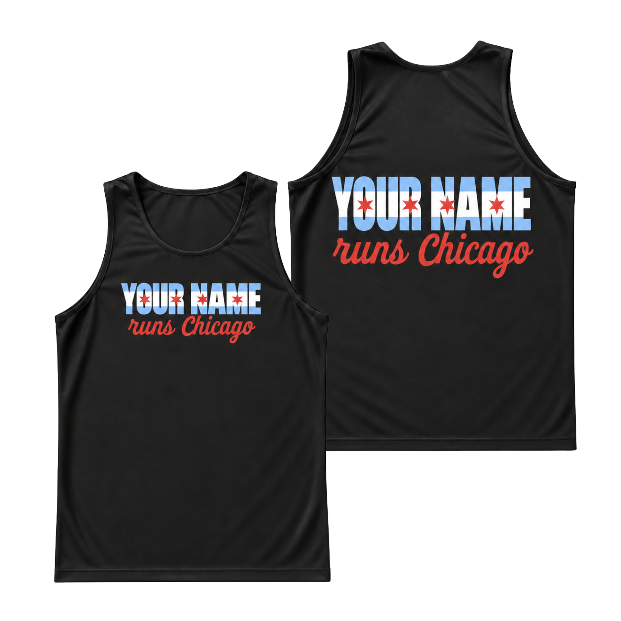 Personalized Chicago Running Tank Top Custom Name Runs Chicago Running Singlet for Men and Women