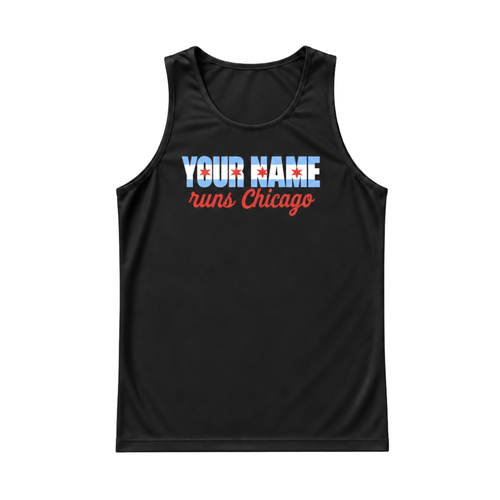 Personalized Chicago Running Tank Top Custom Name Runs Chicago Running Singlet for Men and Women