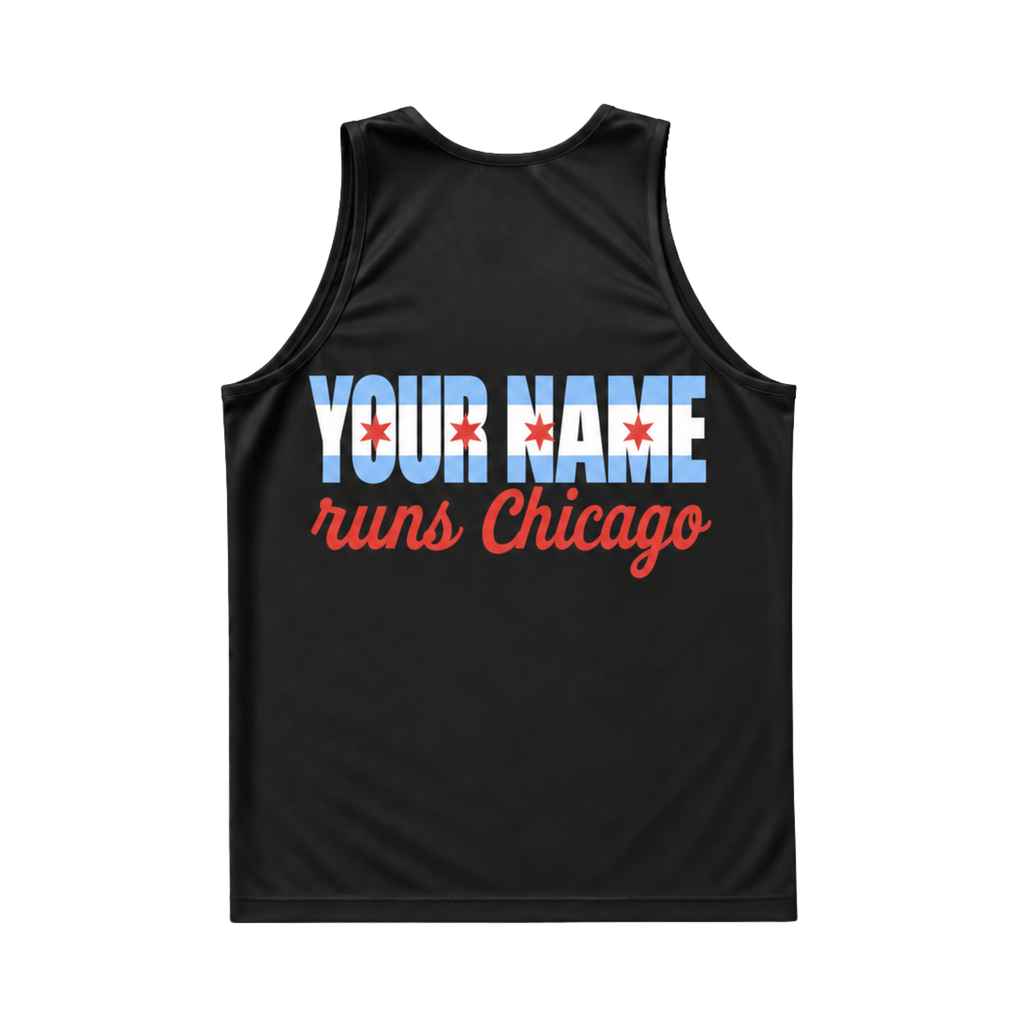 Personalized Chicago Running Tank Top Custom Name Runs Chicago Running Singlet for Men and Women