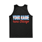 Personalized Chicago Running Tank Top Custom Name Runs Chicago Running Singlet for Men and Women