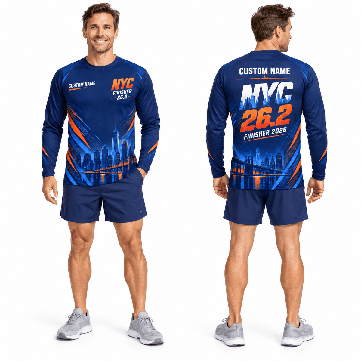 Personalized NYC 26.2 Marathon 2026 Unisex Running Long Sleeve Shirt