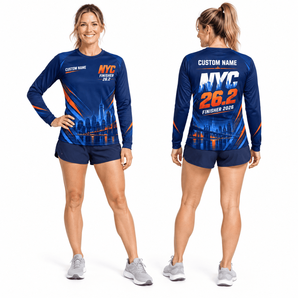 Personalized NYC 26.2 Marathon 2026 Unisex Running Long Sleeve Shirt
