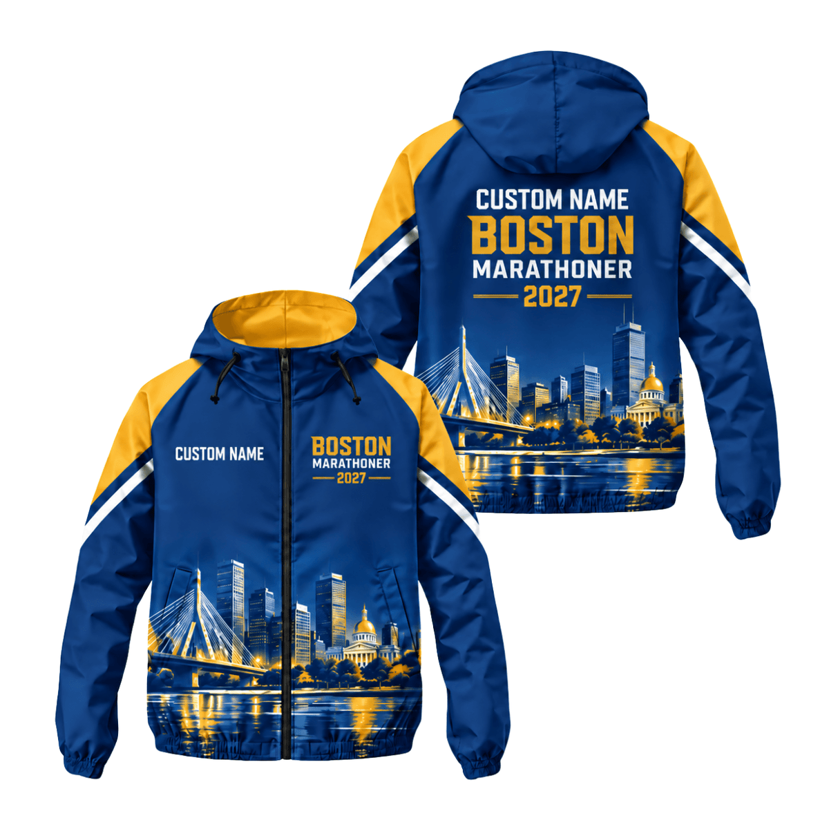 Personalized Boston 2027 Marathoner Running Windbreaker Jacket