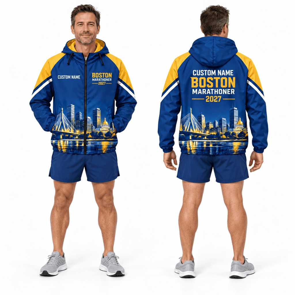 Personalized Boston 2027 Marathoner Running Windbreaker Jacket