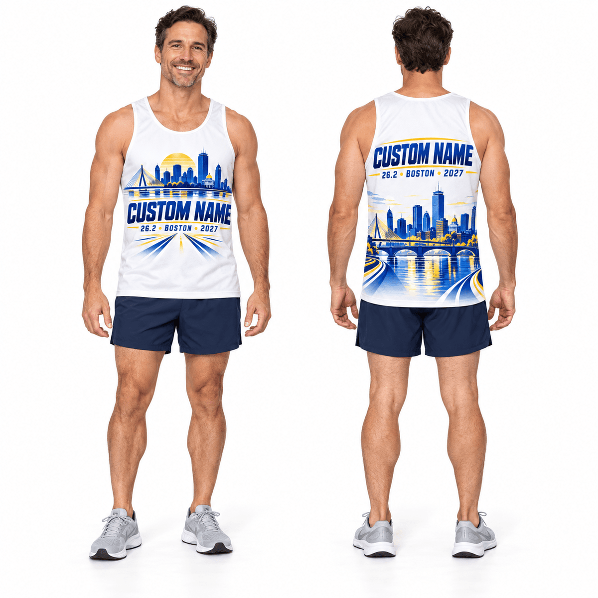 Personalized Boston 26.2 Running Singlet Unisex Marathon Tank Top