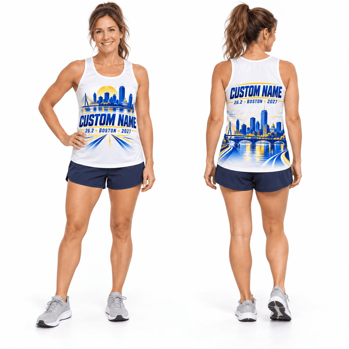 Personalized Boston 26.2 Running Singlet Unisex Marathon Tank Top