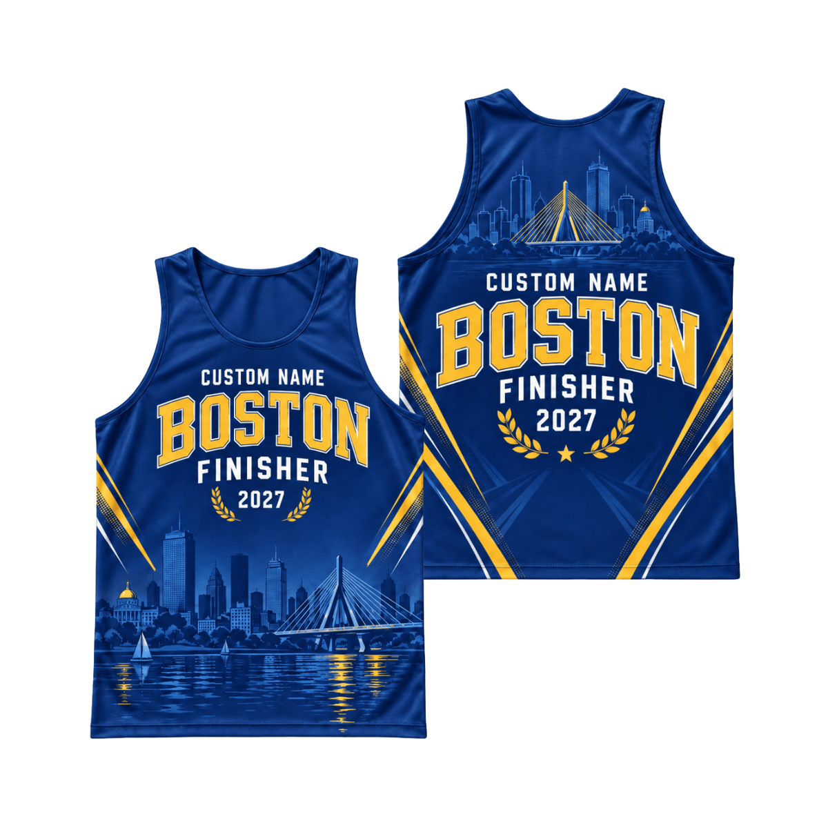 Personalized Boston Finisher Running Singlet Unisex Marathon Tank Top