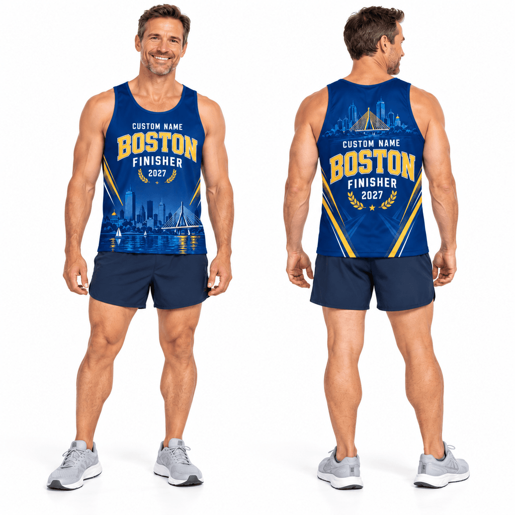 Personalized Boston Finisher Running Singlet Unisex Marathon Tank Top