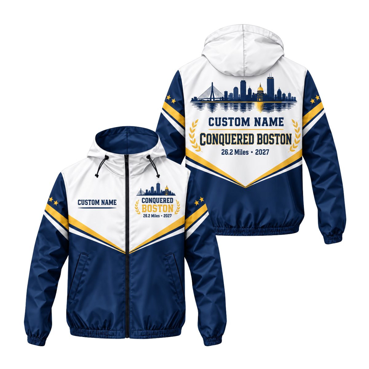 Personalized Conquered Boston 26.2 2027 Running Windbreaker Jacket