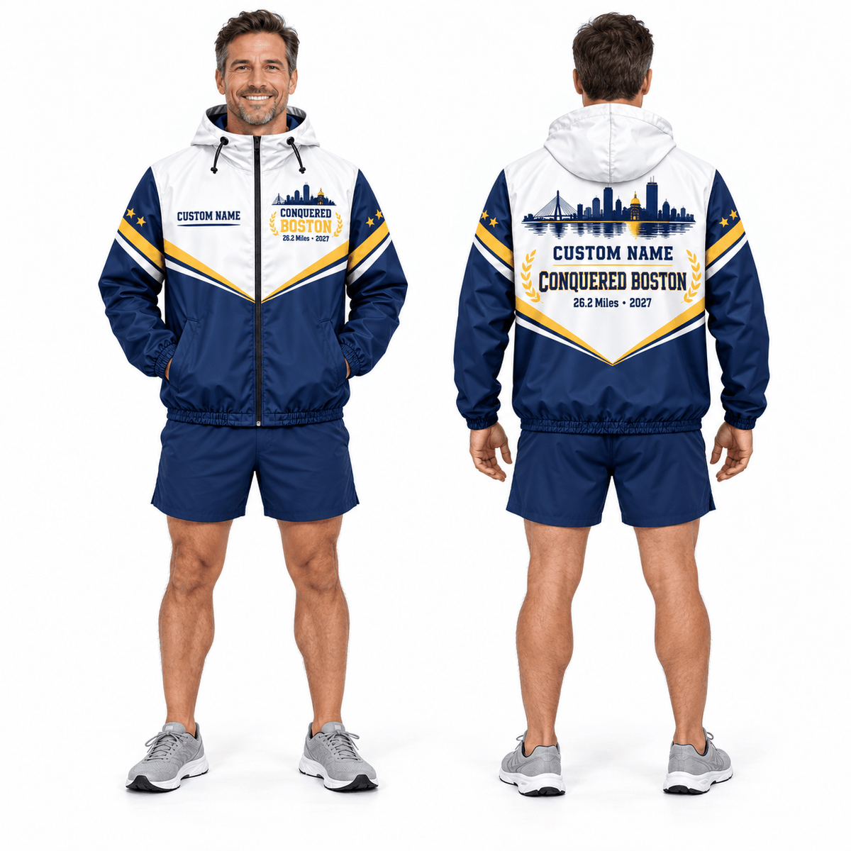 Personalized Conquered Boston 26.2 2027 Running Windbreaker Jacket