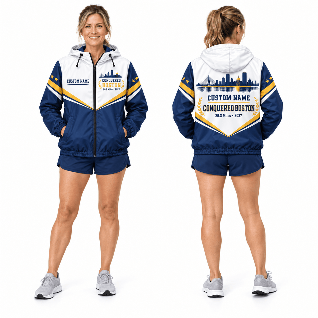 Personalized Conquered Boston 26.2 2027 Running Windbreaker Jacket