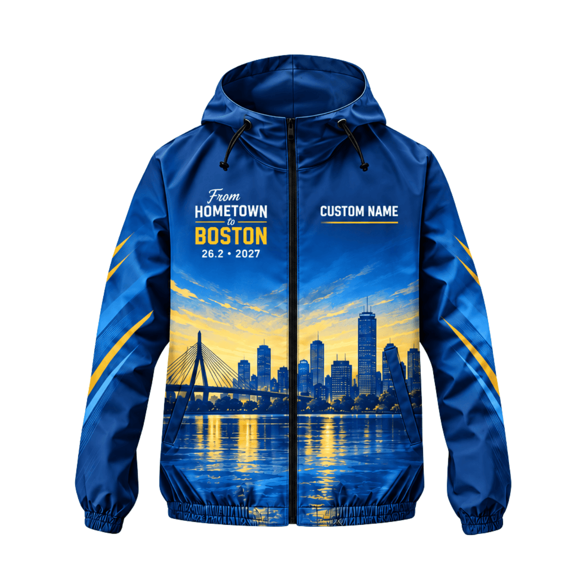 Personalized Hometown to Boston 26.2 Running Windbreaker Jacket