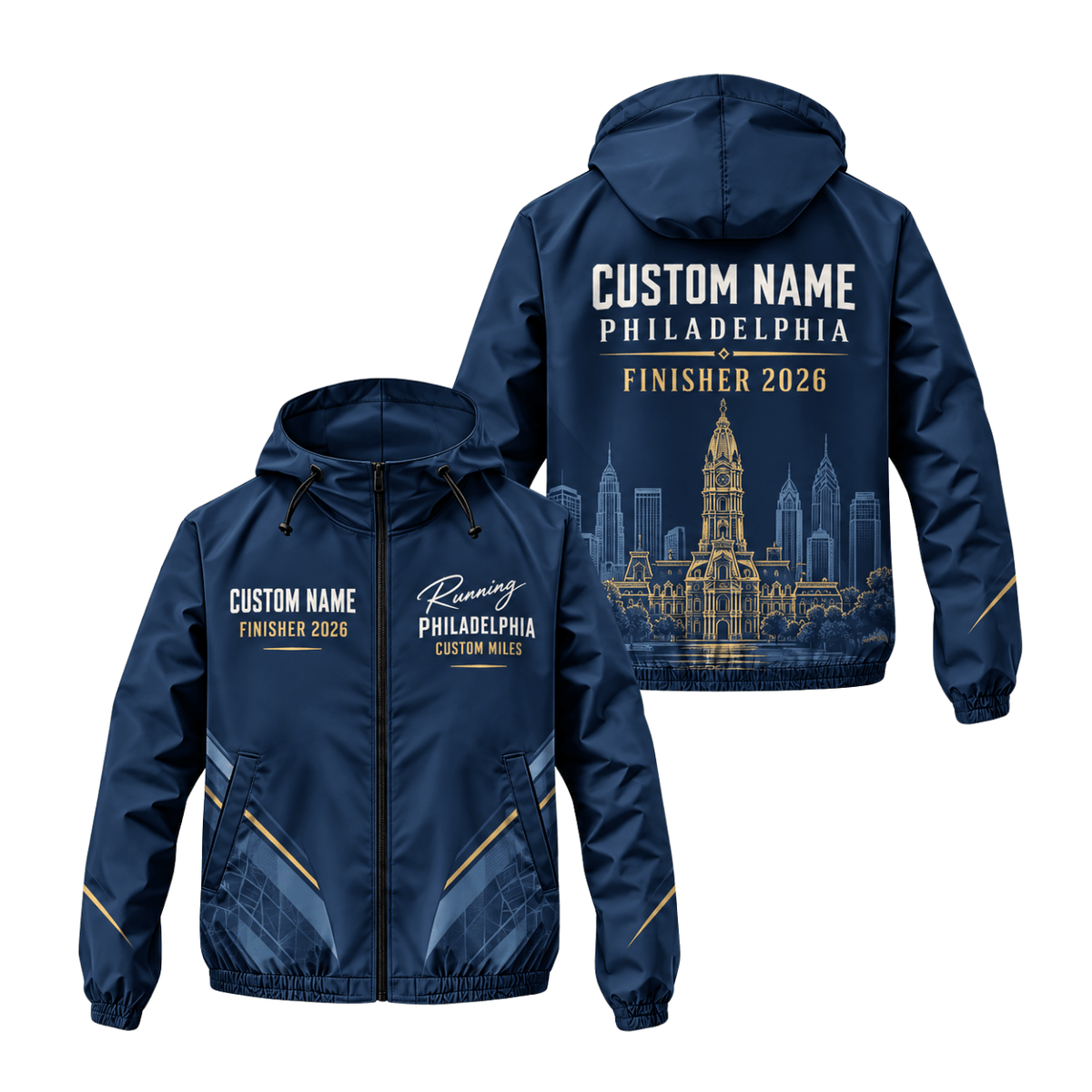 Personalized Philadelphia Finisher 2026 Running Windbreaker Jacket