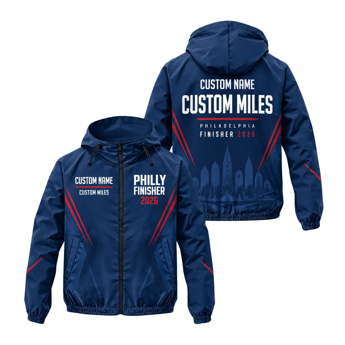 Personalized Philly Finisher 2026 Running Windbreaker Jacket