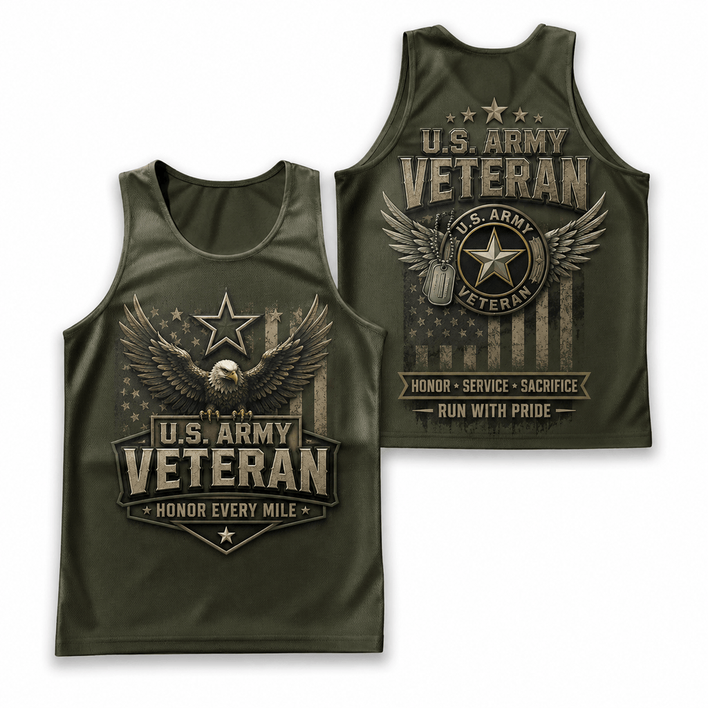 Veteran Running Tank Top - Proud Army Veteran Tech Running Singlet