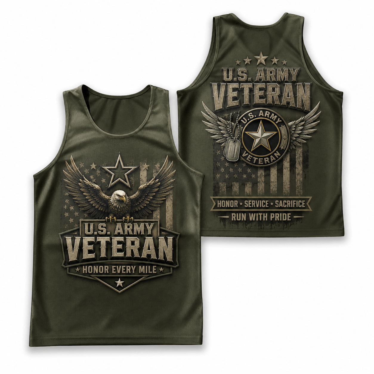 Veteran Running Tank Top - Proud Army Veteran Tech Running Singlet
