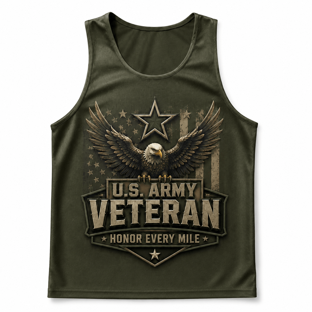 Veteran Running Tank Top - Proud Army Veteran Tech Running Singlet