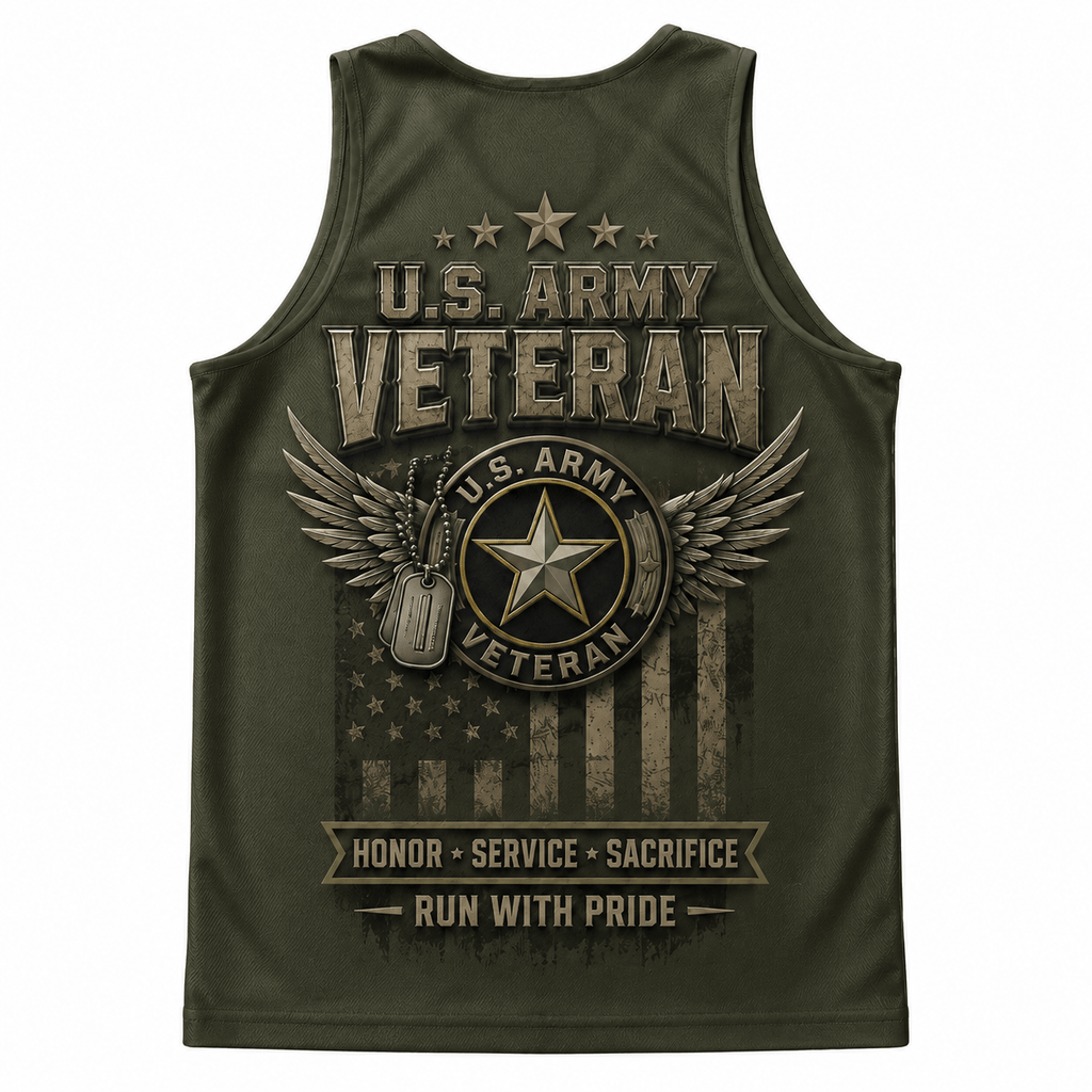 Veteran Running Tank Top - Proud Army Veteran Tech Running Singlet
