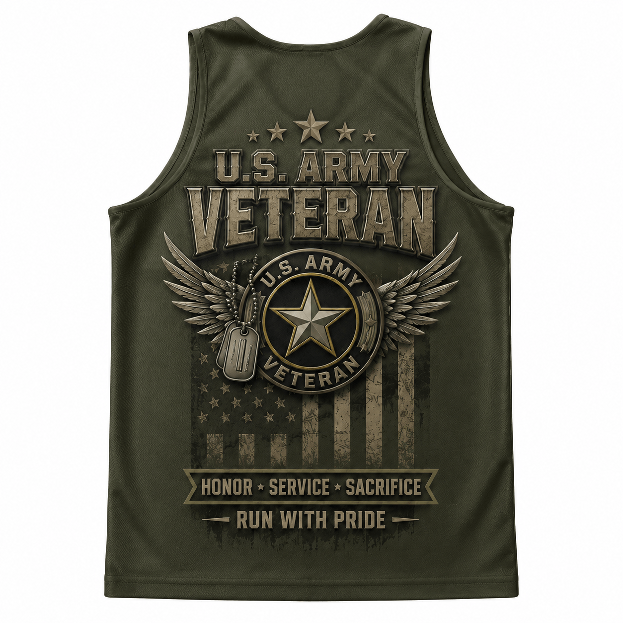 Veteran Running Tank Top - Proud Army Veteran Tech Running Singlet