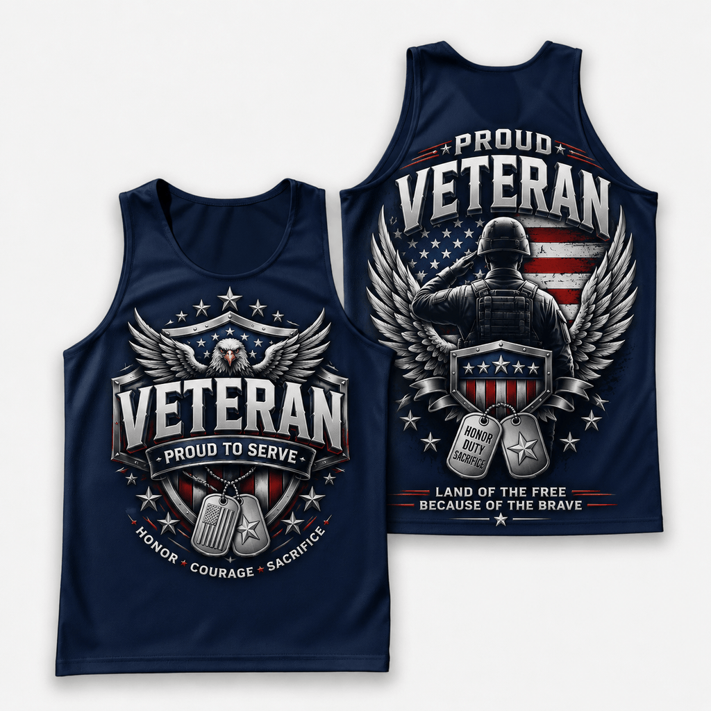 Veteran Running Tank Top - Proud Veteran Tech Running Singlet