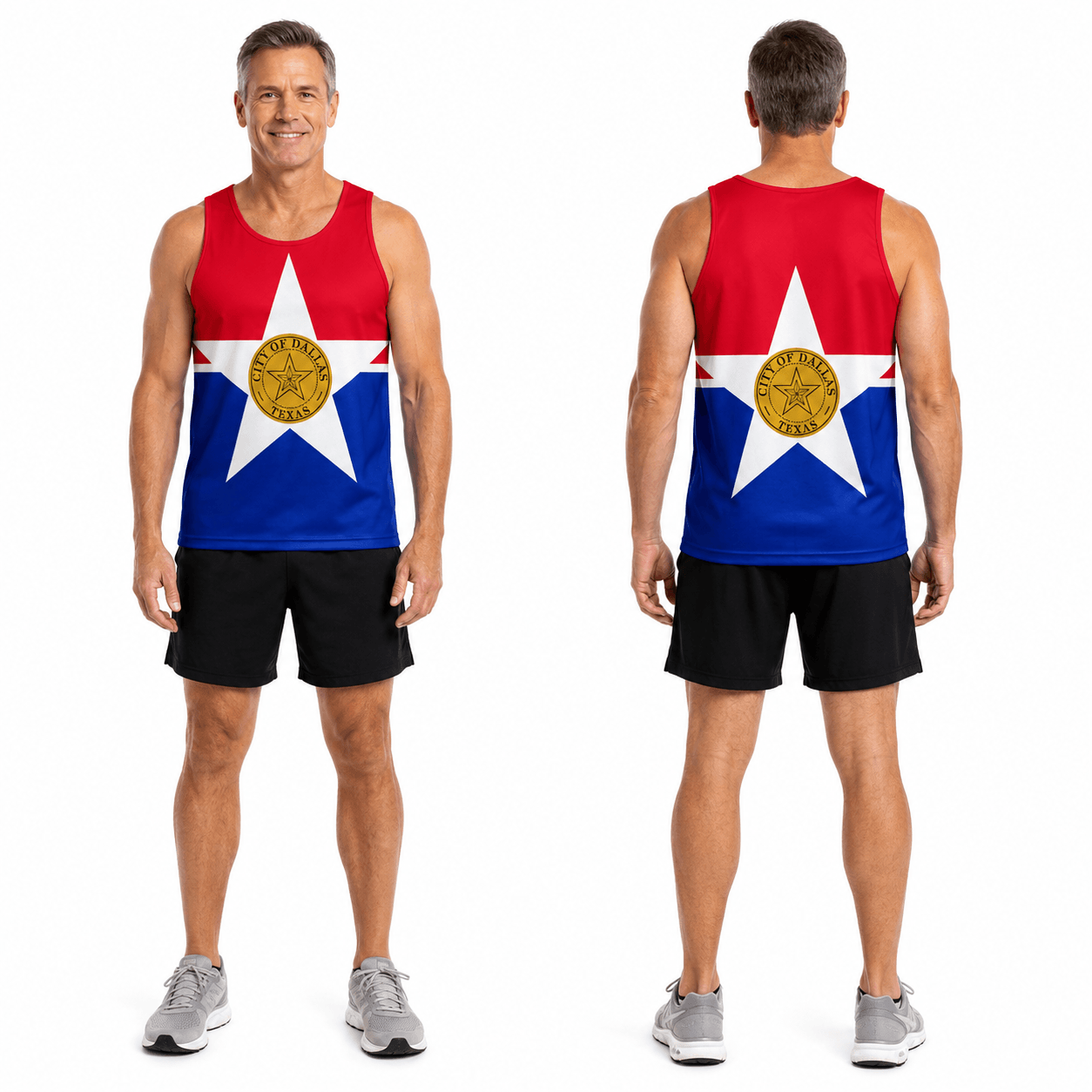 Texas Running Tank Top Dallas City Flag Running Singlet for Men and Women