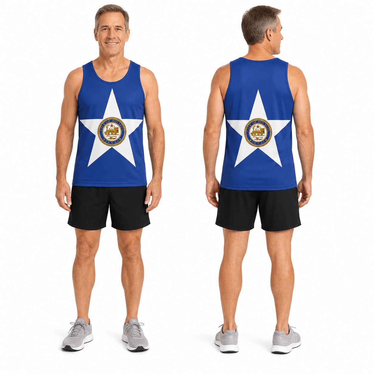 Texas Running Tank Top Houston City Flag Running Singlet for Men and Women