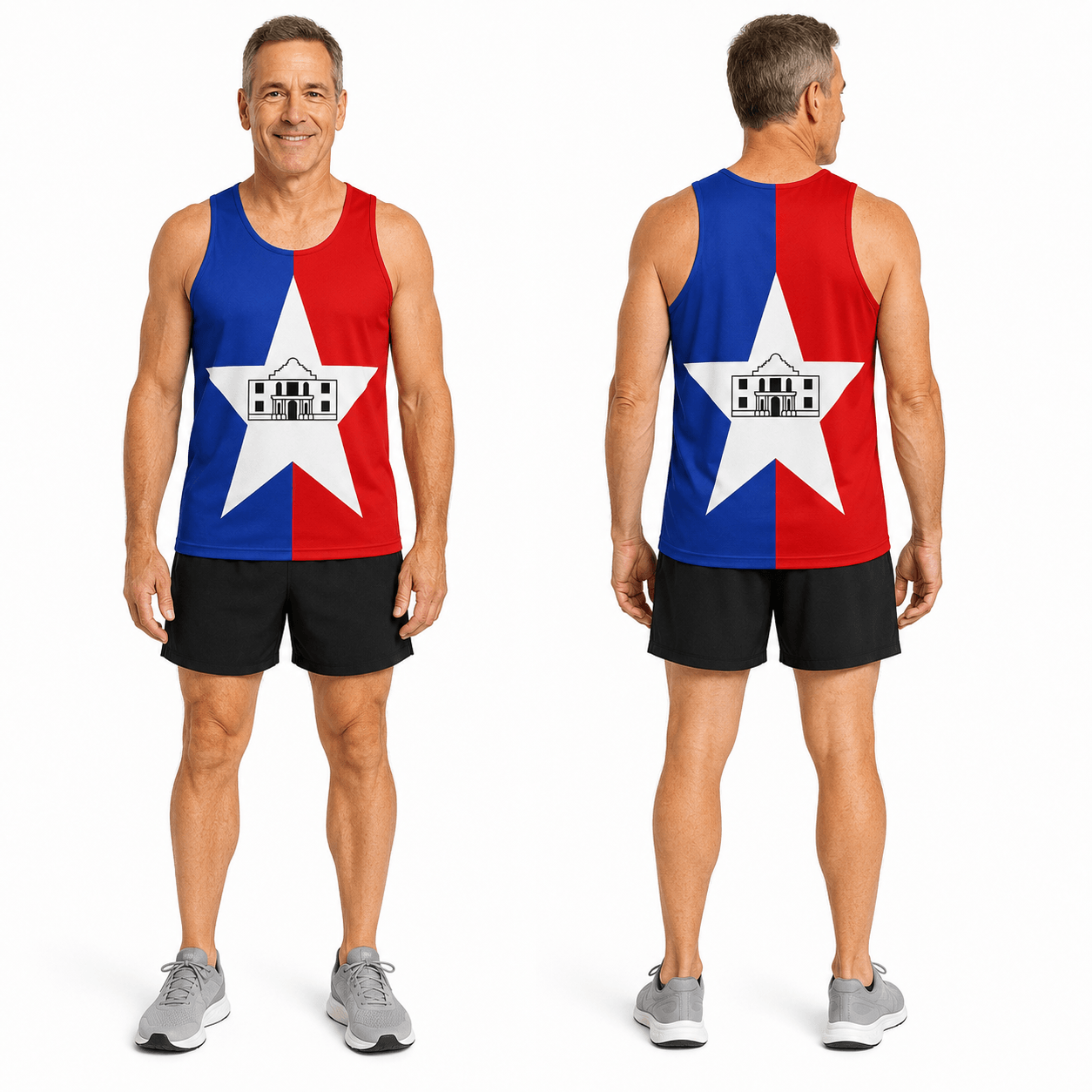 Texas Running Tank Top San Antonio City Flag Running Singlet for Men and Women