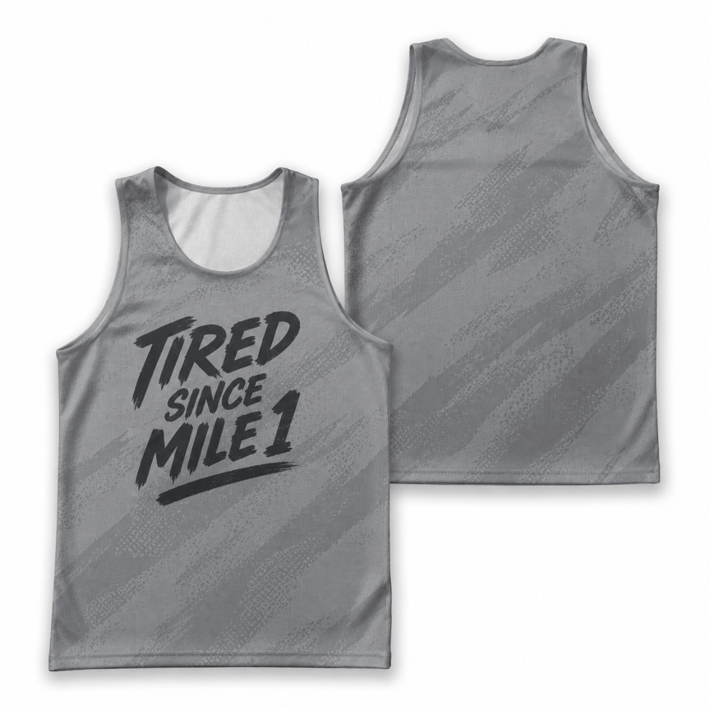 Funny Running Tank Top - Tired Runner Quote Tech Running Singlet