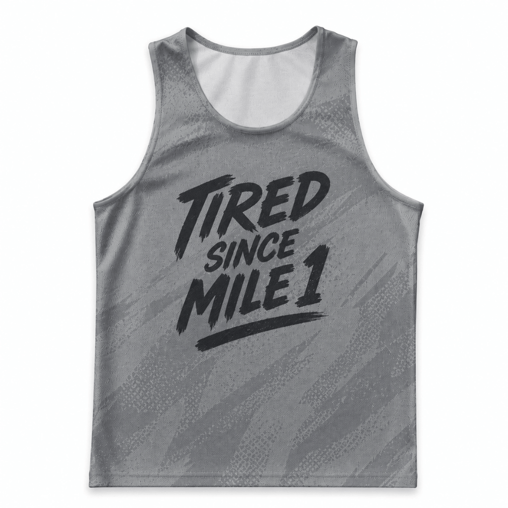Funny Running Tank Top - Tired Runner Quote Tech Running Singlet
