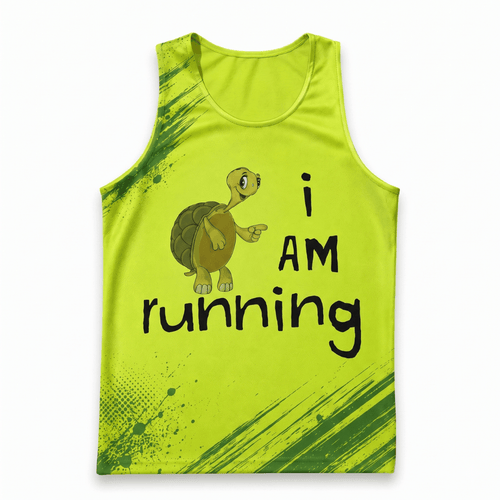 Funny Running Tank Top - Turtle Runner Quote Tech Running Singlet